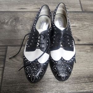 Michael Kors Black White Wingtip Oxfords Studded Party Menswear Moonwalk Theater